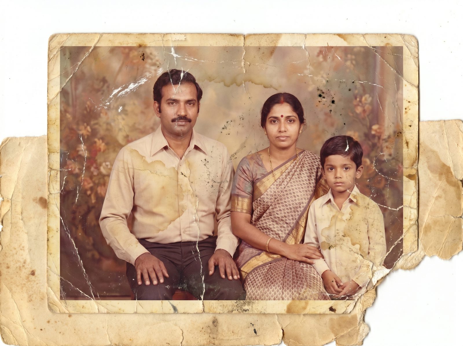 damaged, faded photo