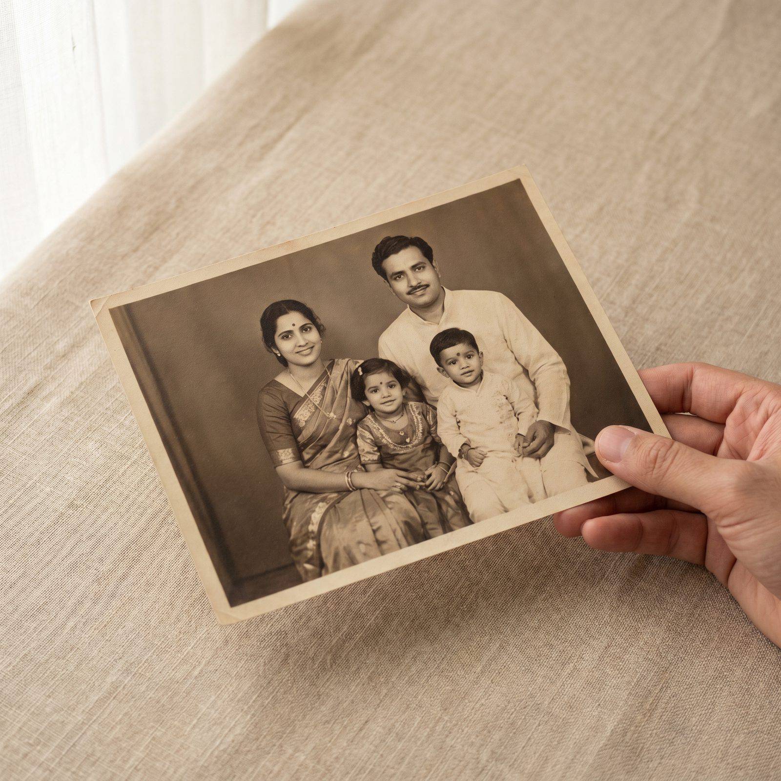 A restored vintage family photograph
